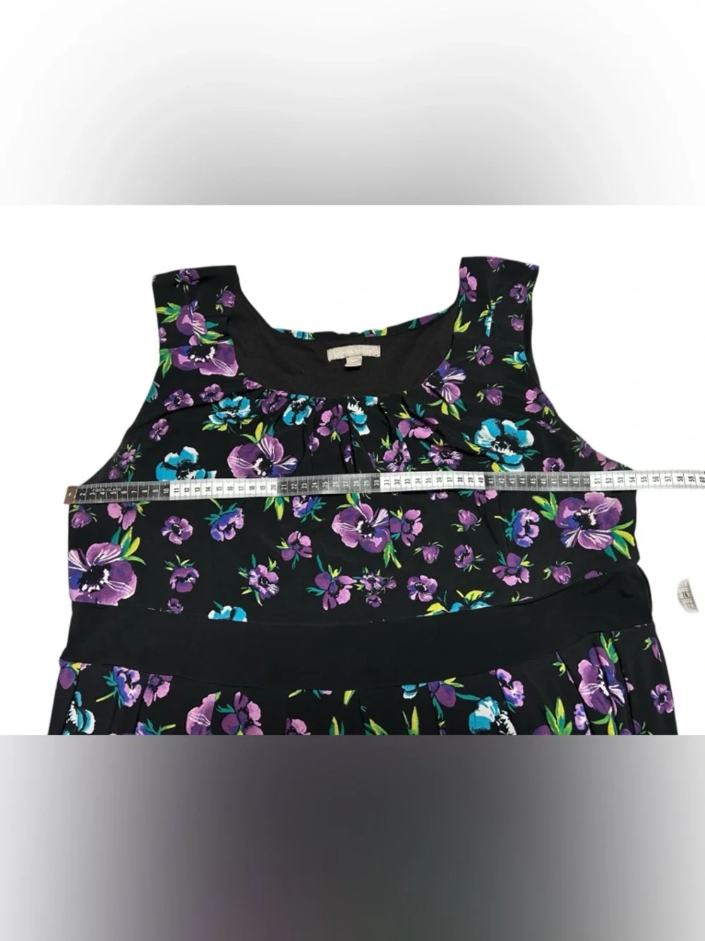 Women within Black Sleeveless Maxi Dress with Purple & Teal Floral Print - Picture 7 of 7